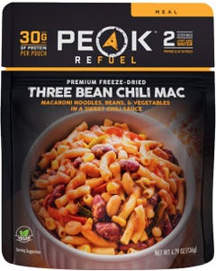 Peak Refuel Three Bean Chili Mac Freeze-Dried Meal Pouch (Vegan)